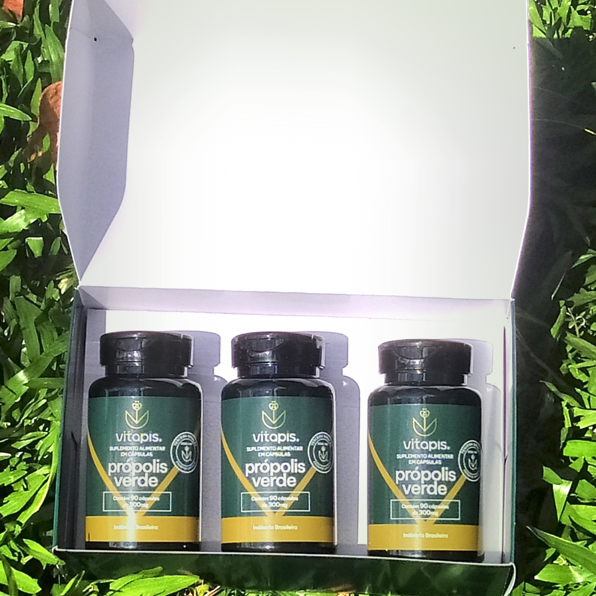 kit extrato de própolis verde com óleo de linhaça em capsulas